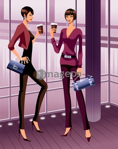 Two businesswomen getting together