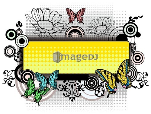 Design placard with butterflies