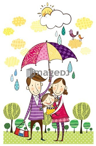 Portrait of family in rainy season