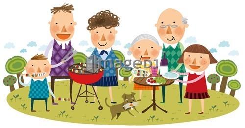 portrait of large family at picnic