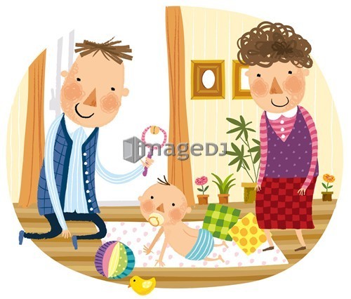 parents playing with infant baby