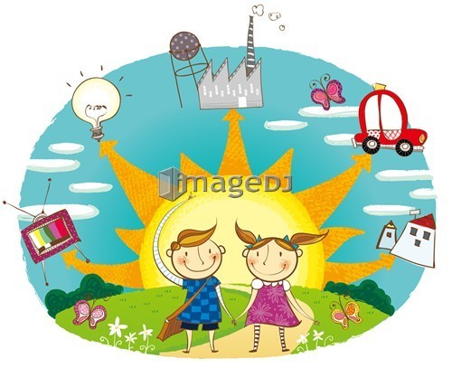 Portrait of boy and girl showing the use of Solar energy