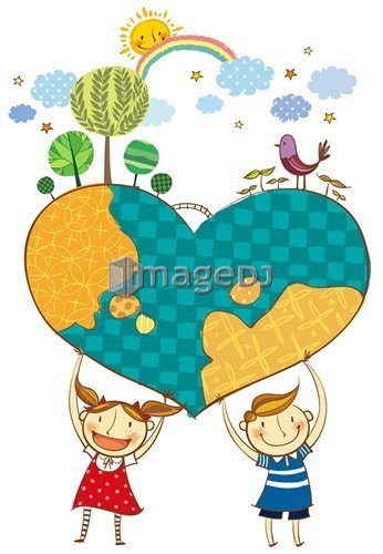 Children holding earth in heart shape