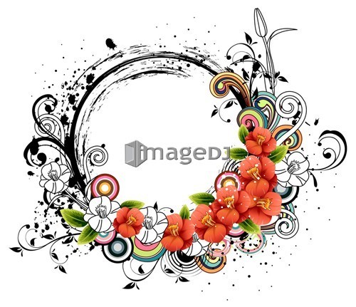 Oval Shape with flora elements