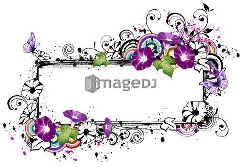 Rectangular frame with morning glory flower