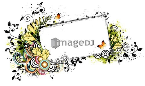 Rectangular frame with flora elements