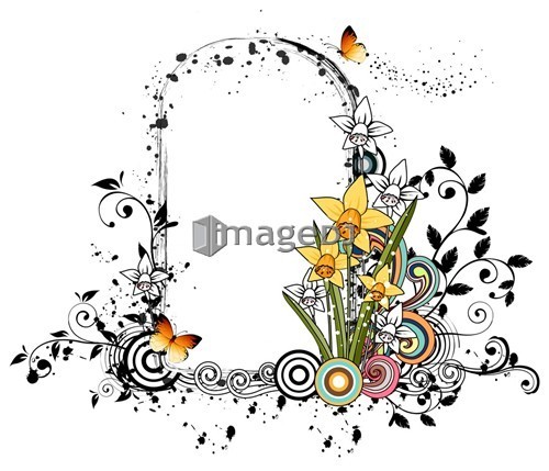 Yellow spring daffodils design frame