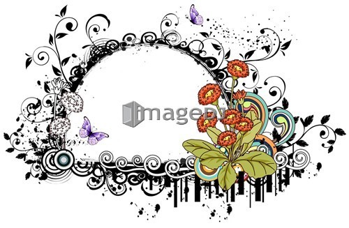 Design frame with orange flower 