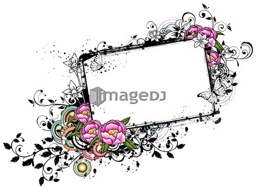 Rectangular frame with Pink Roses flower