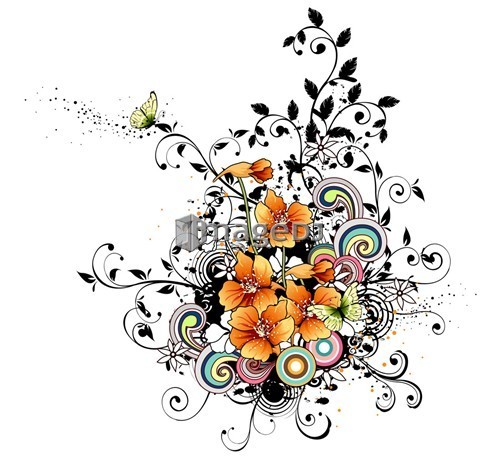 Orange flowers with design element