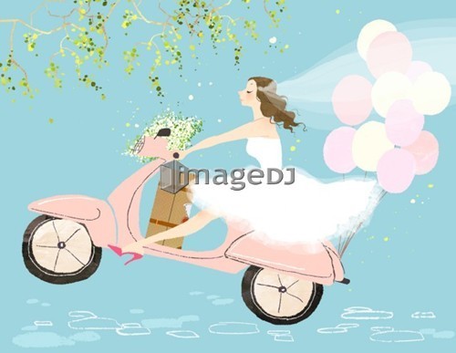 Bride on scooter