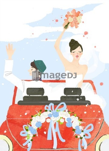 Just married couple on drive