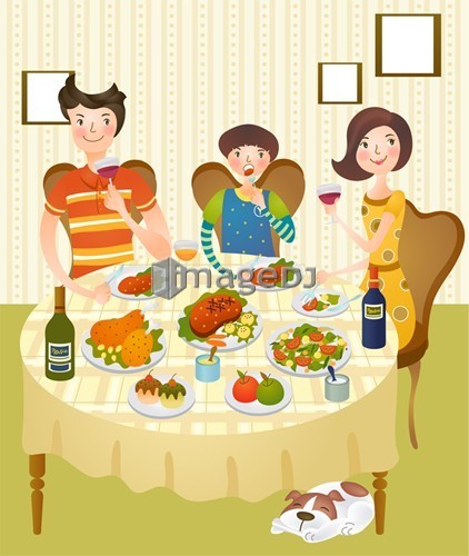 Family having dinner at home