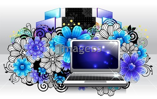 Laptop with flora design