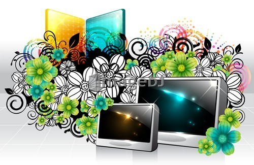 Digital frame with flora design