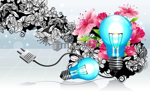 Light bulb with flora design