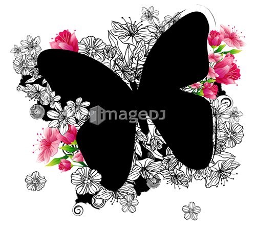 Butterfly shape with flora design