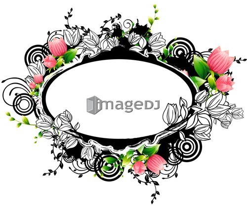 Oval Shape with flora design