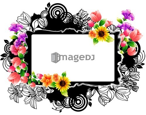 Rectangular frame with flora design