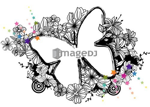 Butterfly shape with flora design