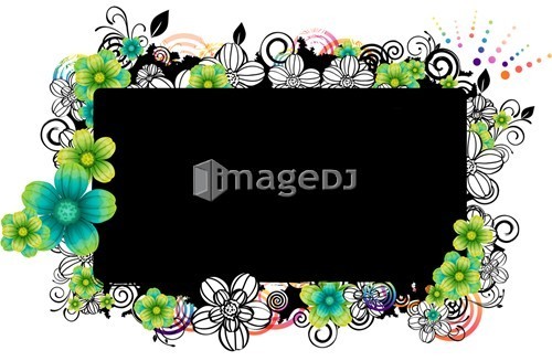 Rectangular frame with flora design