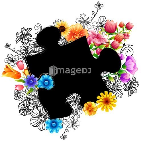 Puzzle shape with flora design