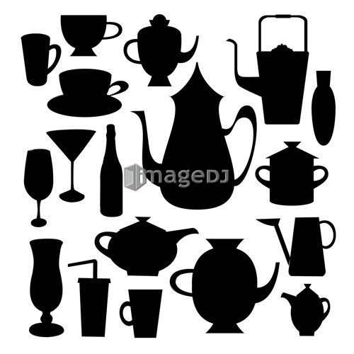 Set of silhouette of cookery objects