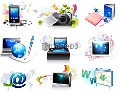 Electronics gadgets and web icon set