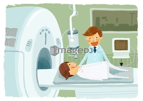 Male patient undergoing CAT scan