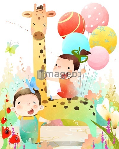 Two children making celebration