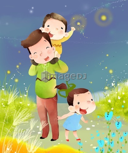 mother and children at outdoor