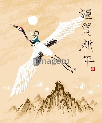 Portrait of Boy flying with flamingo Bird 