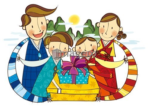 Family portrait with gifts boxes