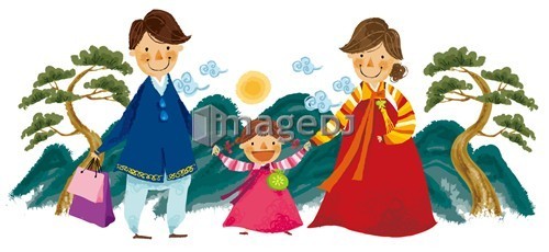 Family portrait in chinese traditional dress wearing good luck charm