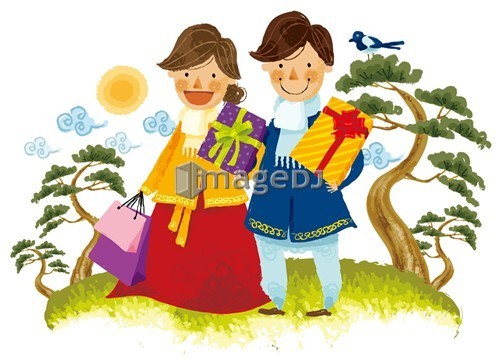 Couple carrying gifts boxes and shopping bag