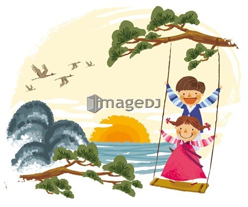 Children on swing