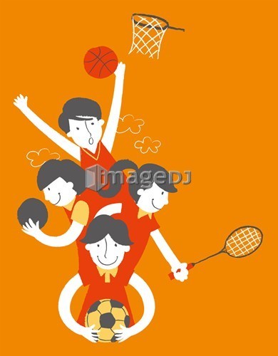 Portrait of people playing different sport