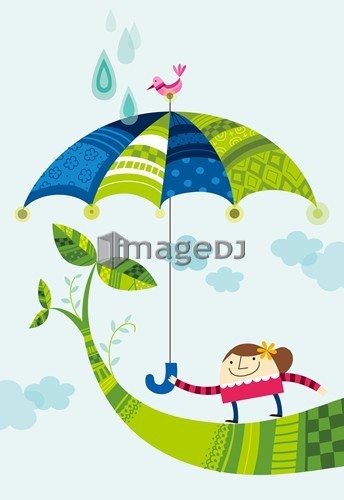 Close-up of girls holding umbrella